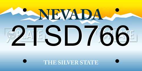 2TSD766 Nevada License Plate