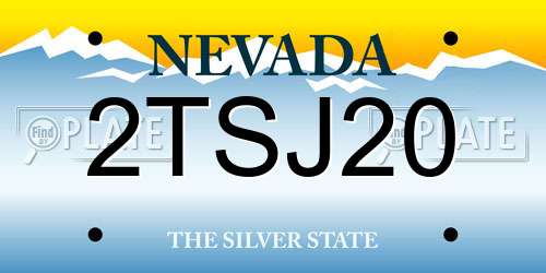 2TSJ20 Nevada License Plate