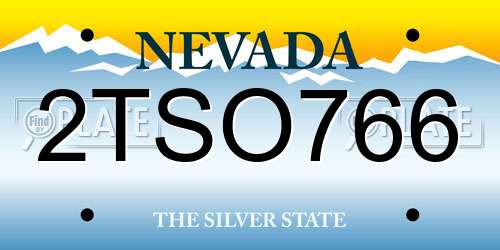 2TSO766 Nevada License Plate