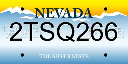 2TSQ266 Nevada License Plate