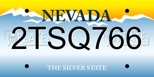 2TSQ766 Nevada License Plate