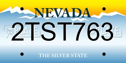 2TST763 Nevada License Plate