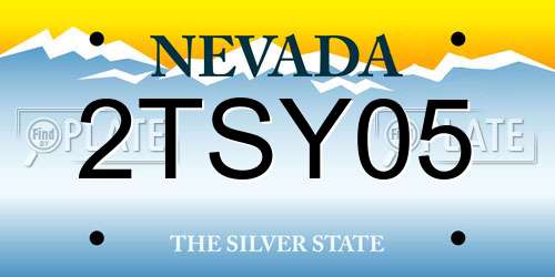 2TSY05 Nevada License Plate