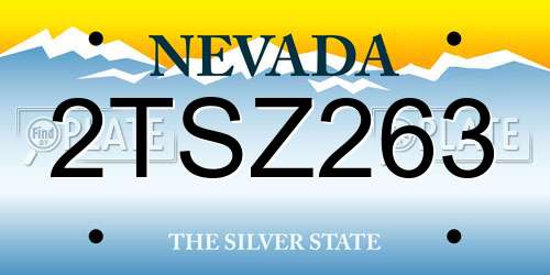 2TSZ263 Nevada License Plate