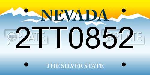 2TT0852 Nevada License Plate