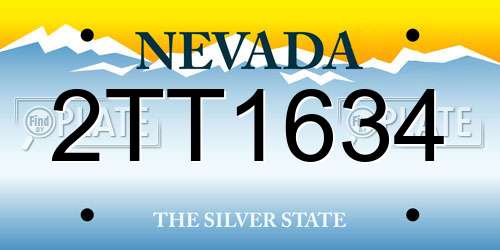 2TT1634 Nevada License Plate