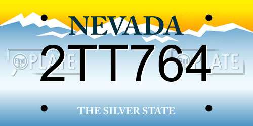 2TT764 Nevada License Plate
