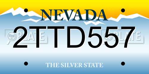 2TTD557 Nevada License Plate