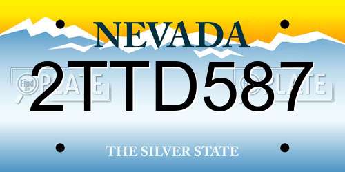 2TTD587 Nevada License Plate