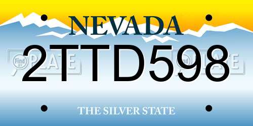 2TTD598 Nevada License Plate