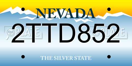 2TTD852 Nevada License Plate