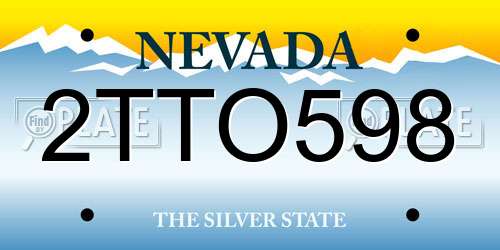 2TTO598 Nevada License Plate