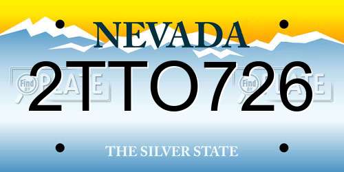 2TTO726 Nevada License Plate