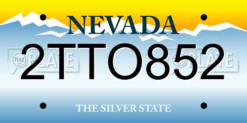 2TTO852 Nevada License Plate