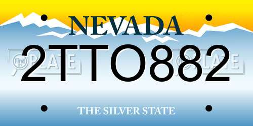 2TTO882 Nevada License Plate