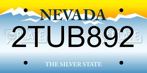 2TUB892 Nevada License Plate