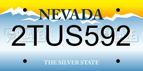 2TUS592 Nevada License Plate