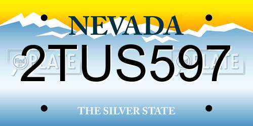 2TUS597 Nevada License Plate