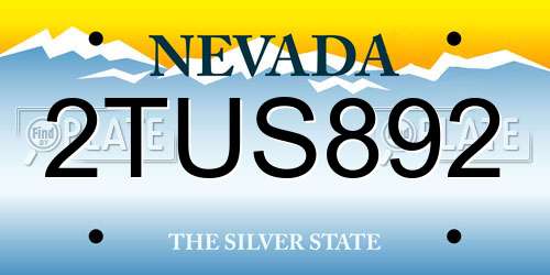 2TUS892 Nevada License Plate