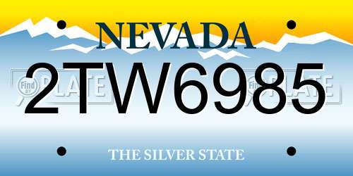 2TW6985 Nevada License Plate