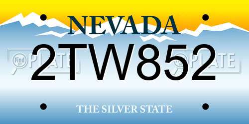 2TW852 Nevada License Plate