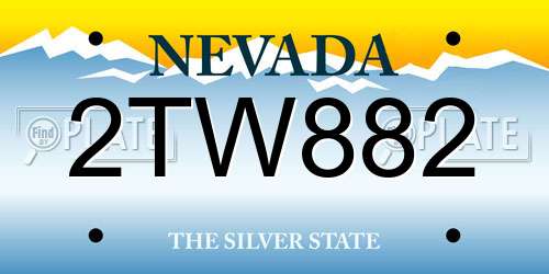 2TW882 Nevada License Plate