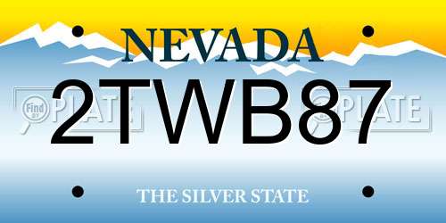 2TWB87 Nevada License Plate