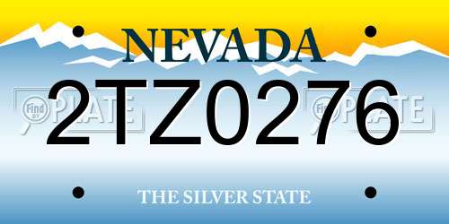 2TZ0276 Nevada License Plate