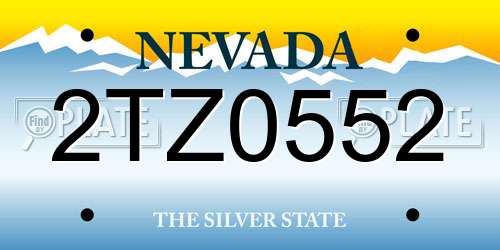 2TZ0552 Nevada License Plate