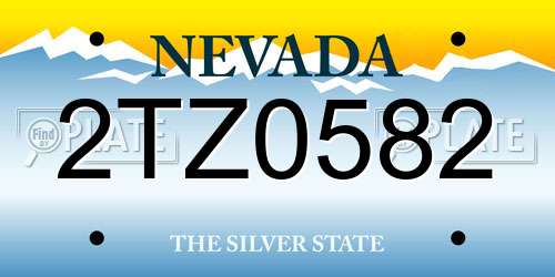 2TZ0582 Nevada License Plate