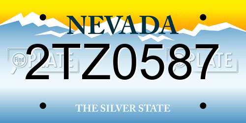 2TZ0587 Nevada License Plate