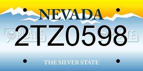 2TZ0598 Nevada License Plate