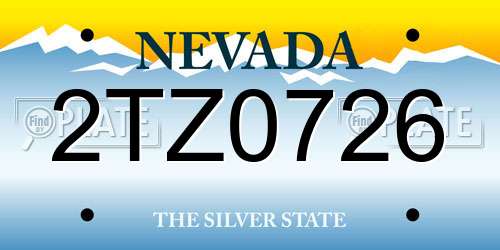 2TZ0726 Nevada License Plate