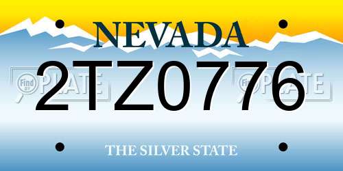 2TZ0776 Nevada License Plate