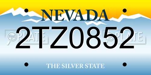2TZ0852 Nevada License Plate