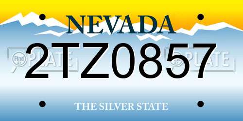2TZ0857 Nevada License Plate