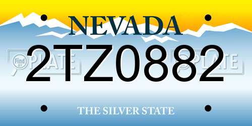 2TZ0882 Nevada License Plate