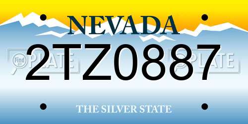2TZ0887 Nevada License Plate