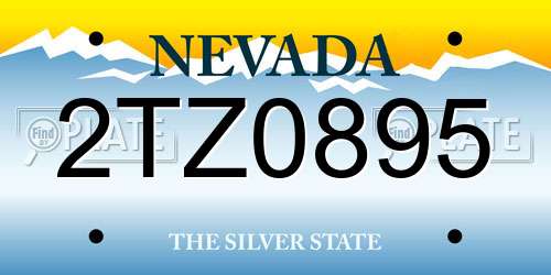 2TZ0895 Nevada License Plate