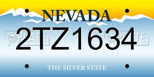 2TZ1634 Nevada License Plate