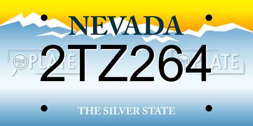 2TZ264 Nevada License Plate