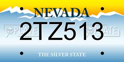 2TZ513 Nevada License Plate