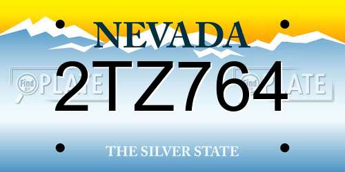 2TZ764 Nevada License Plate
