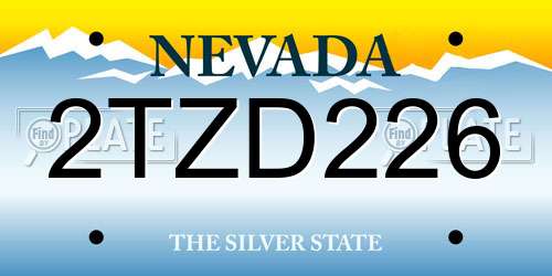 2TZD226 Nevada License Plate