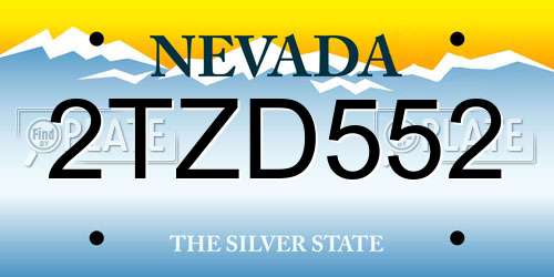 2TZD552 Nevada License Plate