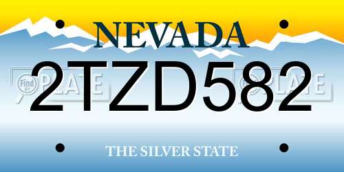 2TZD582 Nevada License Plate