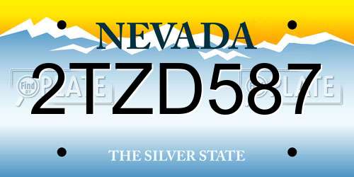 2TZD587 Nevada License Plate