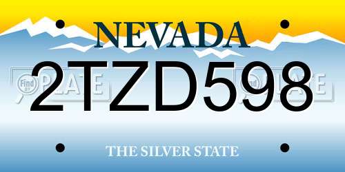 2TZD598 Nevada License Plate