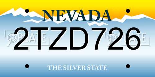 2TZD726 Nevada License Plate