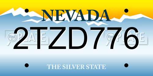 2TZD776 Nevada License Plate